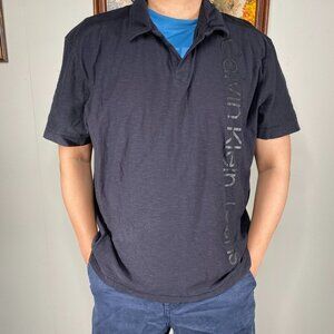 Calvin Klein Jeans Polo Shirt Top Men's XL Black Logo Casual 100% Cotton